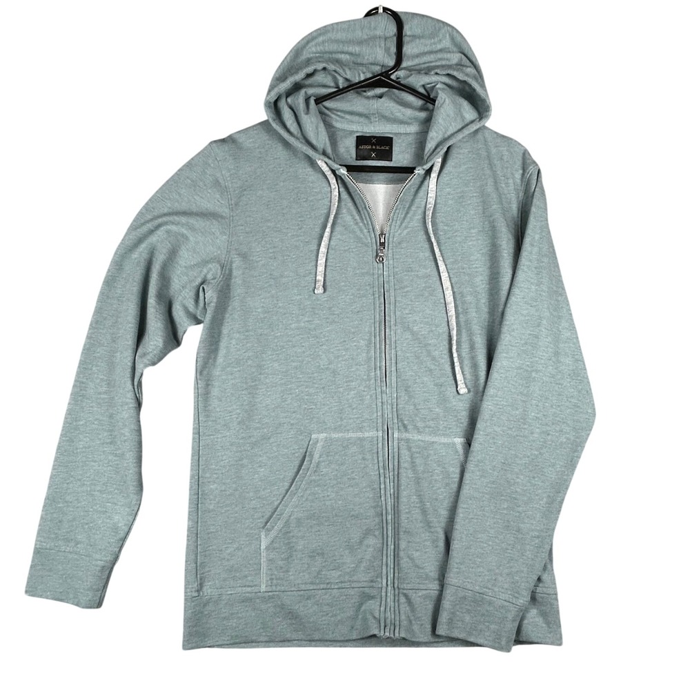 ASTOR & BLACK Men's Blue Full Zip Hoodie Sport Fit Lightweight‎ Casual Size M